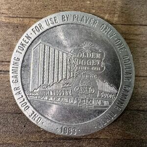 1983 Golden Nugget Las Vegas One Dollar Gaming Token Vintage Casino Coin